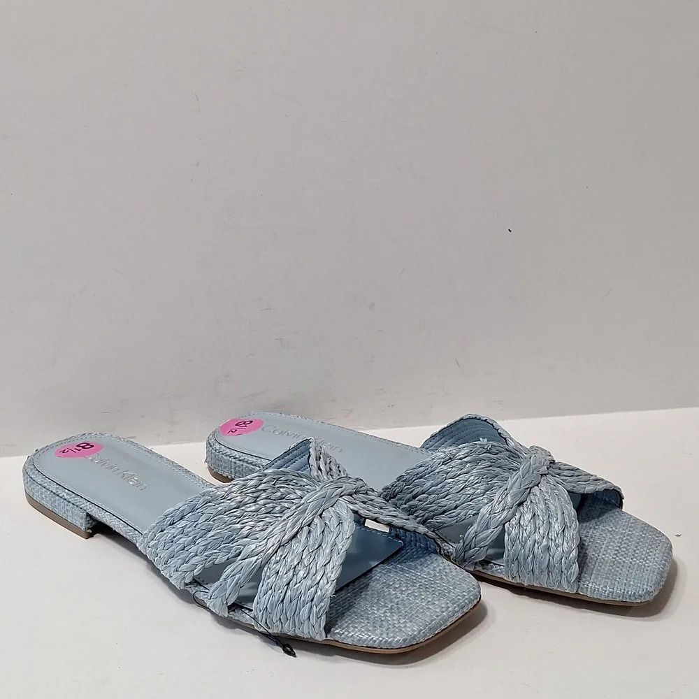 Calvin Klein "NEW" Coquette Blue Toukie Preppy Woven Slide Boho Sandals Size 8.5 - Picture 3 of 10
